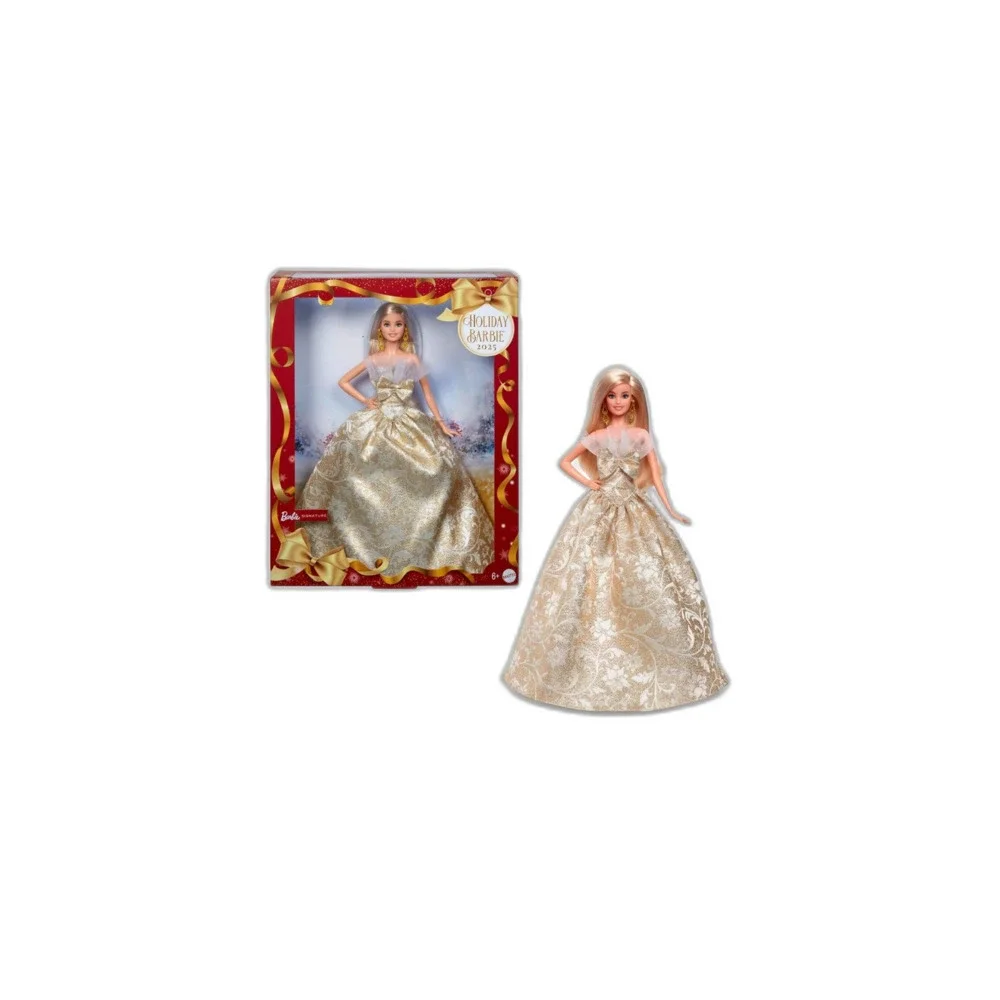 Barbie Signature 2025 Holiday Blonde Fashion Doll with Silver & Gold Gown NWB - Picture 1 of 6
